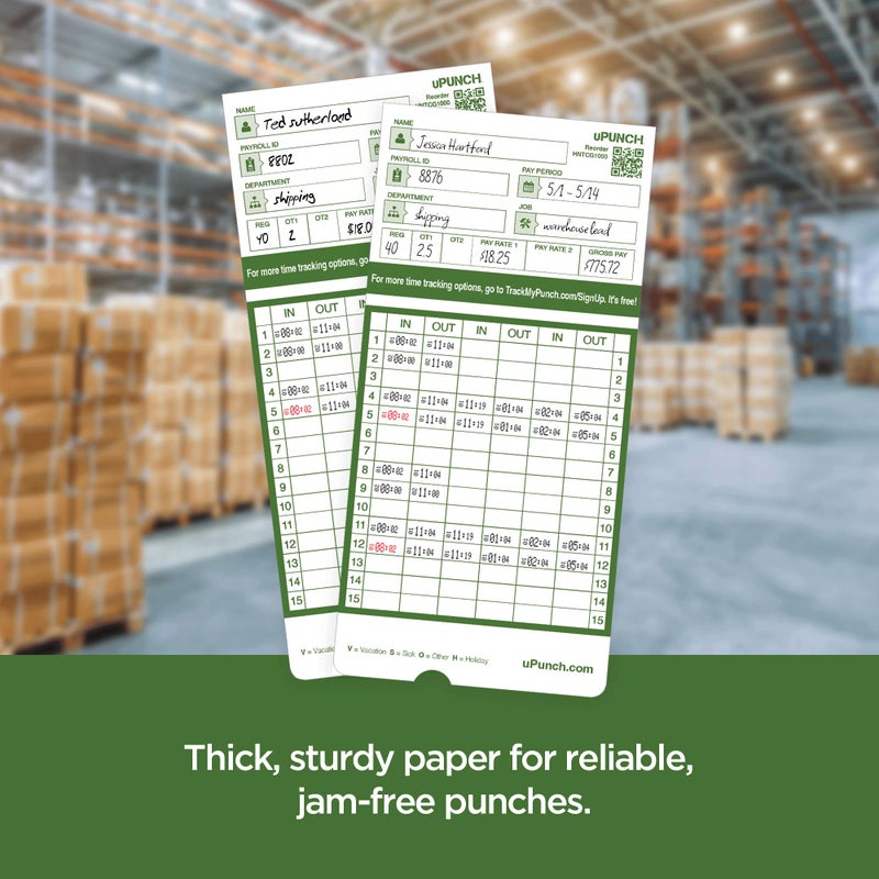uPunch Time Clock Cards Hn3000, Two Sides, 7.37 X 3.37, 50/Pack - Image 4